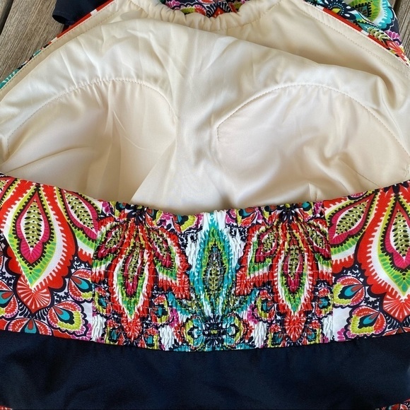 Eliza J Floral Striped Halter Maxi Dress Size 4 Bright Gold Chain Neckline GUC - Picture 10 of 14